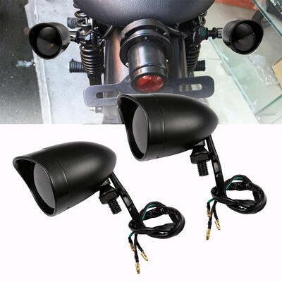 

2PCS Motorcycle Universal Turn Signals Bulbs Amber Lens Front Visor Bullet Running Light