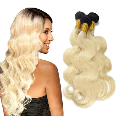 

Nami Hair 4 Bundles Ombre 1b613 Blonde Brazilian Human Hair Body Wave Two Tone Color 10"-22" T1B Blonde Human Hair Weave