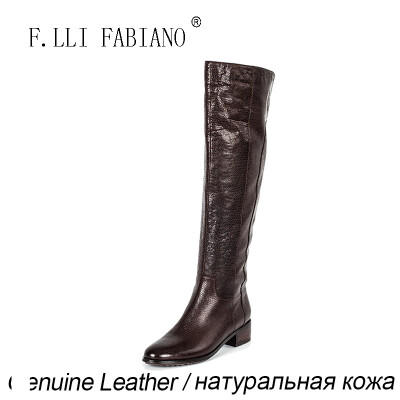 

F.LLI.FABIANO Fashionable and Warm Winter Women Long Boots ZR3250-20 Over-the-Knee Low Heel Round Toe Snake Skin Pattern Full Le