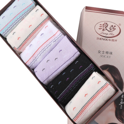 

Jingdong Supermarket] Langsha socks female cotton socks Mixian people socks 6 pairs of mixed color 22-24cm