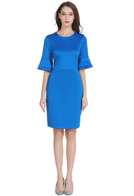 

Womens Elegant Bell-Sleeve Sheath Dress