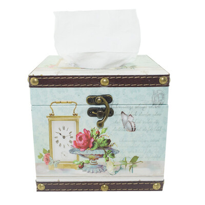 

Wooden Retro Tissue Box Holder Tissue Box Cover Case Napkin Dispenser