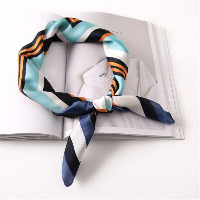 

Guttavalli Women Fashion Plaid Geometric Square Tie Small Chevron Summer Female Skinny Scarf Bohemia Stripes Satin Scarves