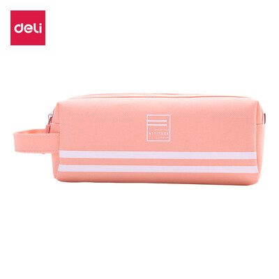 

Deli deli large capacity portable multi-layer pen bag multi-function Oxford cloth pencil storage bag pink 66772