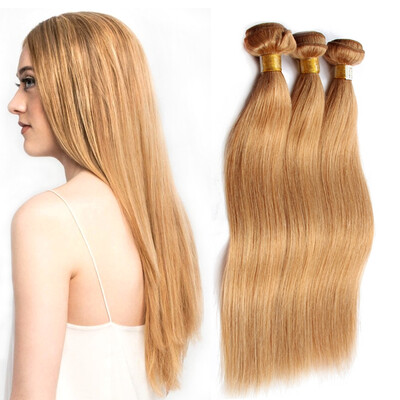 

Nami Hair 3 Bundles Бразильские прямые волосы для волос Blonde Pure Color # 27 Hair Weaves 12 "-26" Толстые концы без пролития Бесплатная доставка