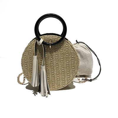 

SGARR Luxury Women Shoulder Bag High Quality Straw Circular Crossbody Bags New Fashion Handmade Summer Small Messenger Bags