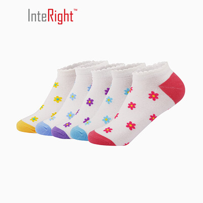

INTERIGHT boat socks womens cotton four seasons breathable boat socks 5 pairs of mixed color C