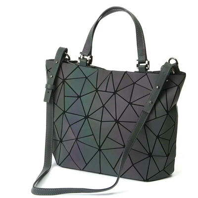 

Women Top-Hand Bags Geometric Luminous Bag PU Leather Purses&Women Handbags Shard Lattice Eco-Friendly Holographic Purse Ladie