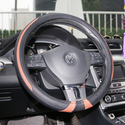 

Xinjian car steering wheel cover four seasons breathable non-slip microfiber leather universal handle XJ03 black coffee color