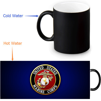 

USMC 350ml/12oz Heat Reveal Mug Color Change Coffee Cup Sensitive Morphing Mugs Magic Mug Milk Tea Cups