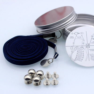 

JUP 3 Pairs High-grade Metal Box Packaging Lazy People Without The Strong Elastic Rubber Shoelaces Locking Shoes Laces Casual