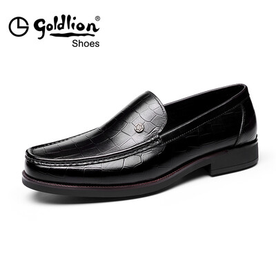 

Goldlion mens shoes business casual shoes simple&comfortable set of foot shoes 582810137ALA-black-39 yards