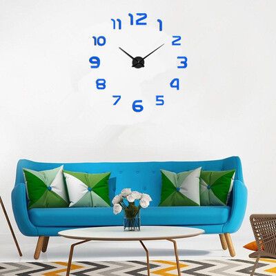 

Modern Frameless DIY Wall Clock Large 3D Wall Watch Non Ticking for Living Room Bedroom Kitchen