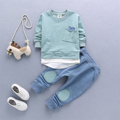 

2018 Autumn Boy Baby Fall Set Full Cotton Long Sleeved Shirt Can Open Skull Pants Boys Leisure Sports Wear