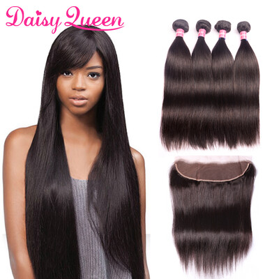 

Brazilian Straight Hair With Frontal 13x4 Ear To Ear Lace Frontal Clsoure With 4 Bundles 8A Unprocessed Virgin Human Hair Weaves