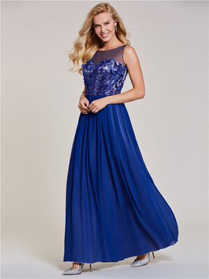 

CAZDZY Scoop Appliques A Line Long Evening Dress