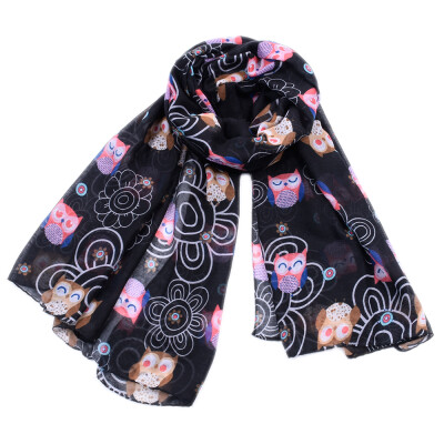 

Jeouly 2018 new style owls long scarf Girl Dots Flowers women Scarves Soft Bohemia Vintage Animal shawl&wraps Stripes