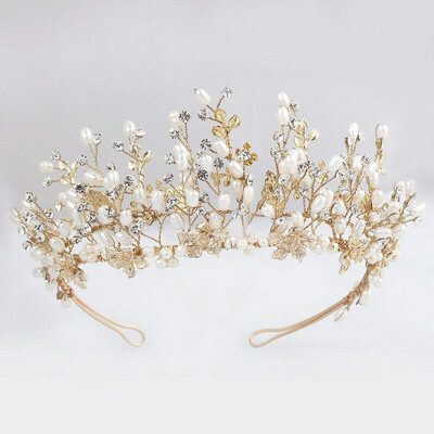 

Elegant Wedding Crown Handmade Pearl Tiara For Bridal