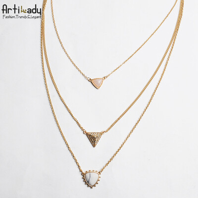 

Artilady 2pcsset multi layer necklace fashion gold plated natural crystal turquoise necklace for women jewelry party wedding