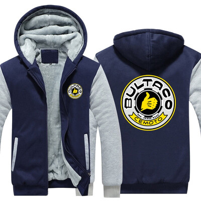 

2018 wholesale Mens Hoodie Bultaco Cemoto Pursang Printed Thicken Fleece Fashion Brand Jacket Tops Sportswear Jacket wool