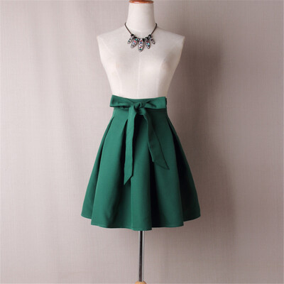 

BACHASH Women Pleated Skirts 2018 Summer Vintage High Waist Mini Above Knee Office Workwear Flared Tutu Saias Femininas Solid