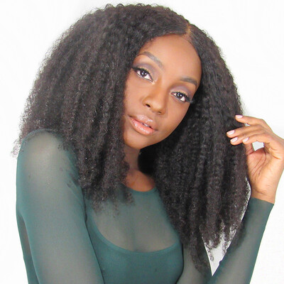

YVONNE Afro Curly 180 Denstiy Pre выщипывал бразильские кружевные передние человеческие волосы Парики с детскими волосами 12 "-24 '' для черных женщин