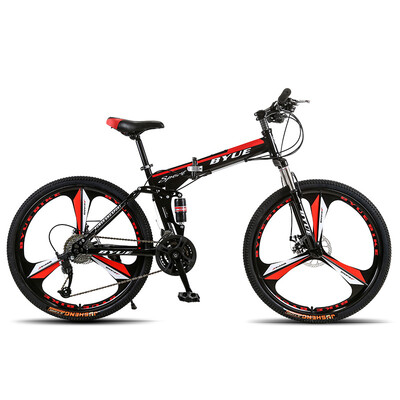 

BYUEBIKE 26 inch double disc brake folding variable speed mountain bike cross country shock-absorbing bicycle for men&women