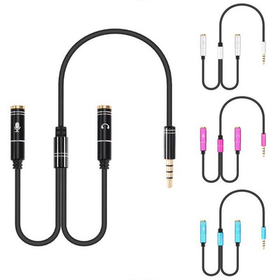 

2Pcs Durable 35mm Y Splitter TPE Gold-plated Audio Cable for Headphone Mic