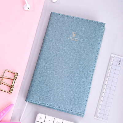 

Deli deli leather literary hand account book schedule this solid color hand-painted illustration book blue SZ602