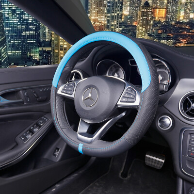 

Icaroom leather car steering wheel cover sagitar golf 7 Mazda explorer Accord Haval h6 Buick Audi leather handle F1602 blue black