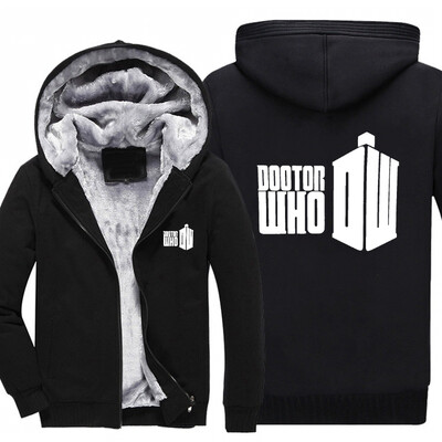

2018 New USA SIZE Men Winter Autumn Hoodies Doctor Who Galleries pattern Fleece Coat Baseball Uniform Sportswear Jacket wool