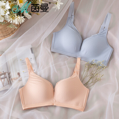 

INMAN 98812043 skin-friendly comfortable breathable lace no steel ring underwear bra light blue 85B