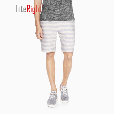 

INTERIGHT casual shorts mens knit striped elastic shorts gray white