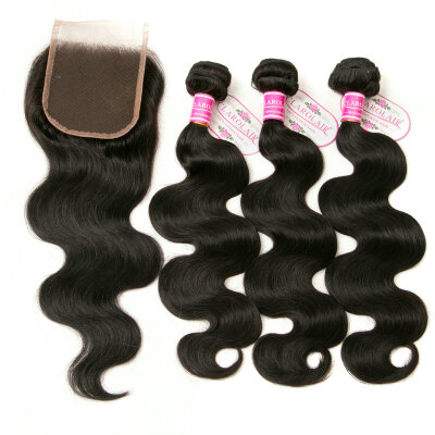 

CLAROLAIR Hair Weave Hair Human Bundles With Closure Virgin Indian Hair Bundle With Closure Indian Virgin Hair Body Wave 3 Bundles