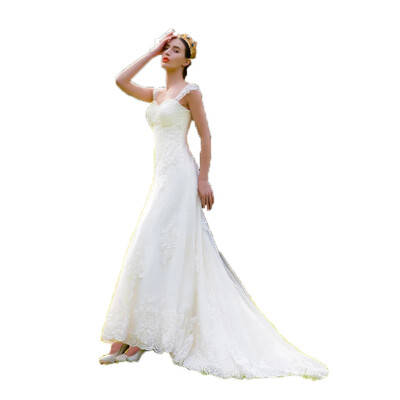 

Spring Simple White Pearl Mermaid Wedding Gown
