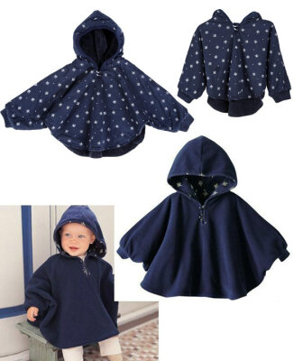 

Baby Two-Sided Wear Reversible Childrens Cape Outerwear Jacket Clothing Coat Velvet Cloak Hoodie Romper