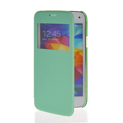 

MOONCASE Ultra Thin Leather Side Flip Pouch Hard board Shell Back ЧЕХОЛ ДЛЯ Samsung Galaxy S5 Mini Azure