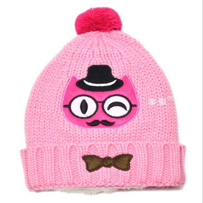 

Buebos Ninos 2015 Autumn Winter New Baby Hat Super Cute Cartoon Gentleman Cashmere Children Kids Knitted Hat