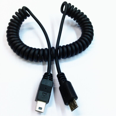

Huayuan Spiral Coiled Micro USB B 5Pin M to Mini USB B 5Pin Male adapter Cable