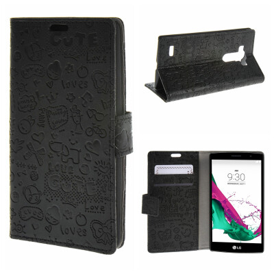 

MOONCASE for LG G4 Beat G4S Case Leather Flip Wallet Card Slot Bracket Back Case Cover Black