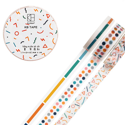 

Kinbor 3 roll pocket book&paper tape 10mm5m basic handbook sticker color tape dot line DTB64157