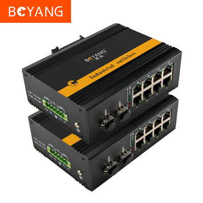 

BOYANG BY-GG208 industrial grade fiber optic converter Gigabit optical eight single mode dual fiber Ethernet switch with power supply DC12 58V without module
