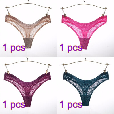 

4 Pcslot Jacquard G-string Underwear Womens Sexy Seamless Thong Briefs Knickers Transparent Traceless Lingerie T-back Panties