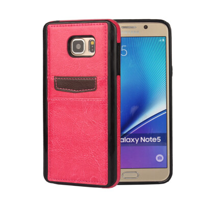 

MOONCASE PU Leather Skin Card Slot Protective Shell TPU Full Frame Back Case Cover for Samsung Galaxy Note 5