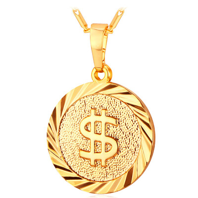 

2015 New Dallor Necklace Women / Men Fashion Jewelry 18K Real Gold /Platinum Plated Round Coin Necklaces & Pendants