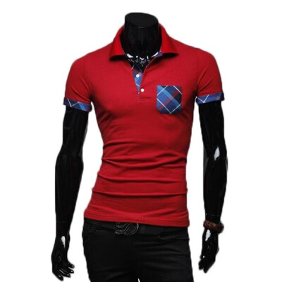 

Zogaa New Mens Polo Shirt Grid Casual Slim