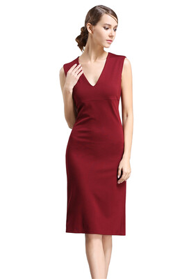 

Womens V-neck Sleeveless Piped Ponte Shift Dress