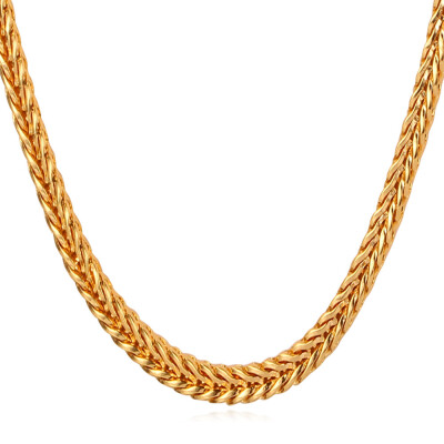 

Gold Necklace Chain Stamp "18K" Real Gold Plated Jewelry Wholesale New 55 CM Foxtail Link Chain Necklace Men Jewelry