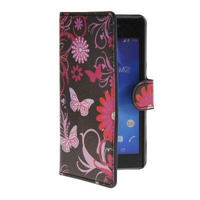 

MOONCASE Butterfly style Leather Side Flip Wallet Card Slot Stand Pouch чехол для Sony Xperia M2