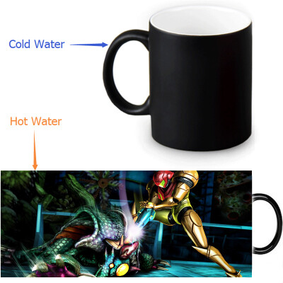 

Metroid 350ml / 12oz Heat Reveal Mug Color Change Чашка кофе Чувствительные морфинг-кружки Волшебная чашка для чайных чашек